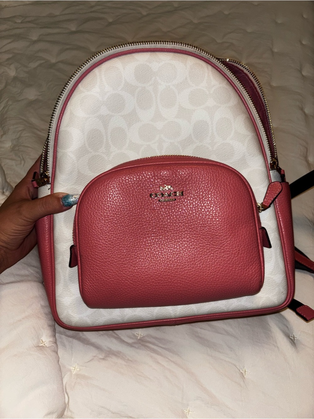 Coach White and Pink Backpack - Picture 2 of 13
